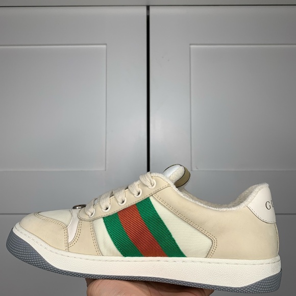 Gucci Screener Suede Low-Top Beige Sneakers - Picture 3 of 12